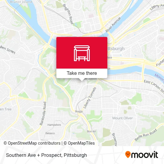 Southern Ave + Prospect map