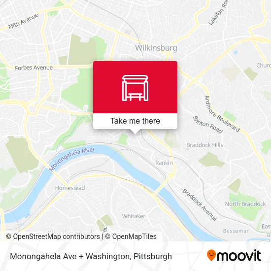 Monongahela Ave + Washington map