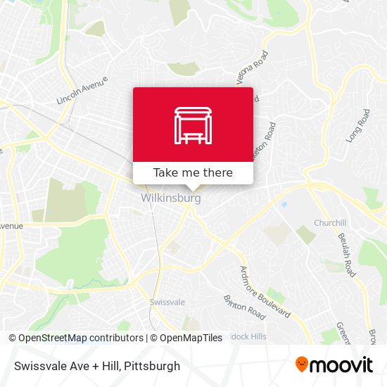 Swissvale Ave + Hill map