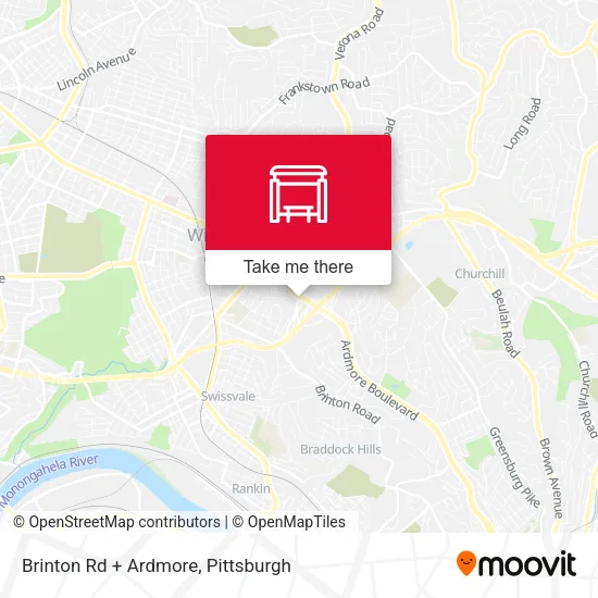 Brinton Rd + Ardmore map