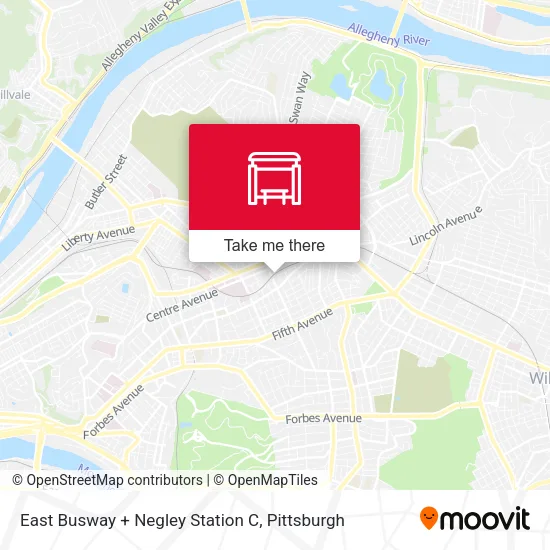 Mapa de East Busway + Negley Station C
