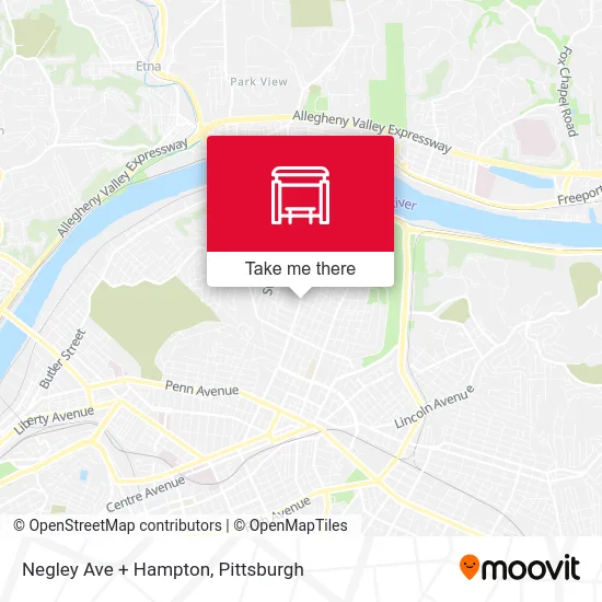 Negley Ave + Hampton map