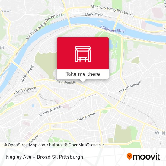 Negley Ave + Broad St map