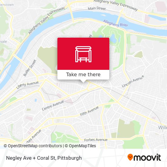 Negley Ave + Coral St map
