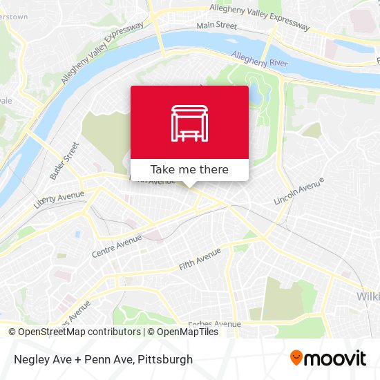 Mapa de Negley Ave + Penn Ave