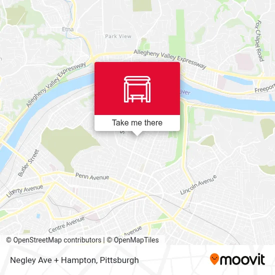 Negley Ave + Hampton map