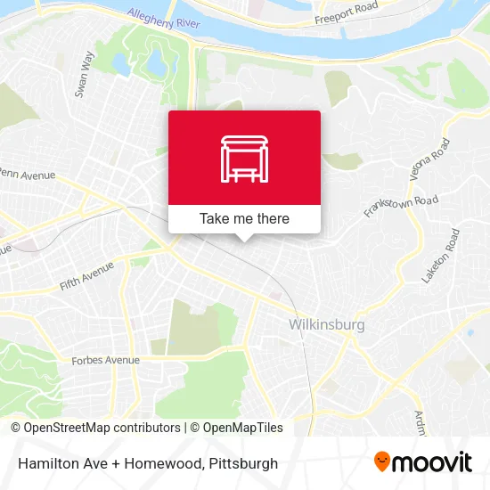 Hamilton Ave + Homewood map