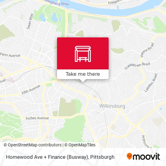 Homewood Ave + Finance (Busway) map