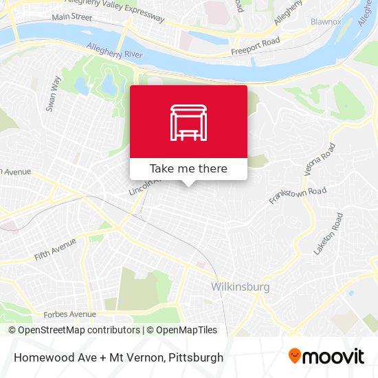 Mapa de Homewood Ave + Mt Vernon