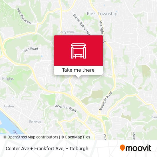 Mapa de Center Ave + Frankfort Ave