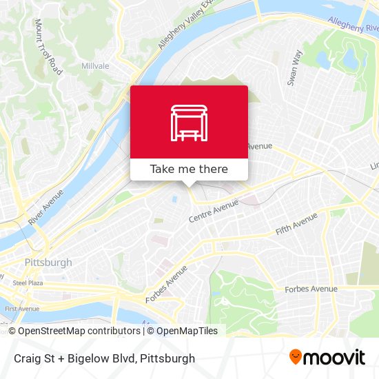 Craig St + Bigelow Blvd map