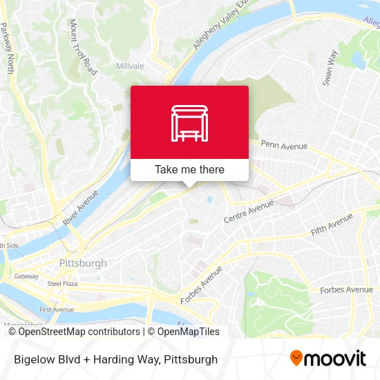 Mapa de Bigelow Blvd + Harding Way