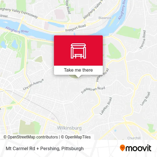 Mt Carmel Rd + Pershing map