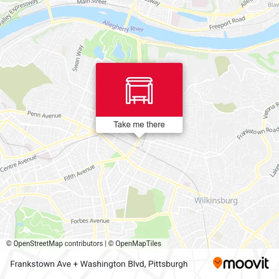 Mapa de Frankstown Ave + Washington Blvd