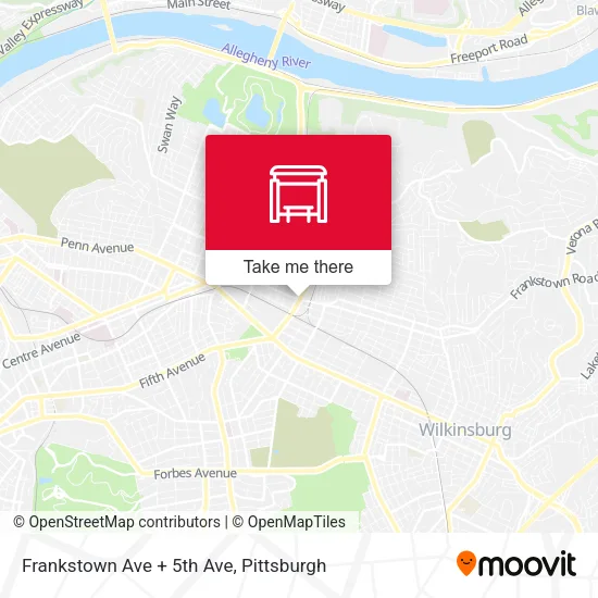 Mapa de Frankstown Ave + 5th Ave