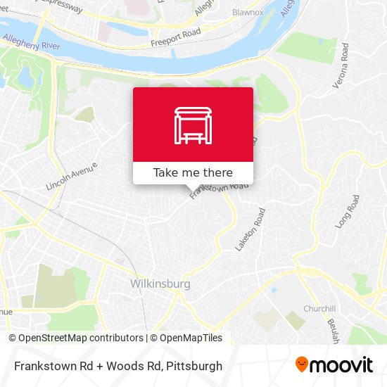 Frankstown Rd + Woods Rd map