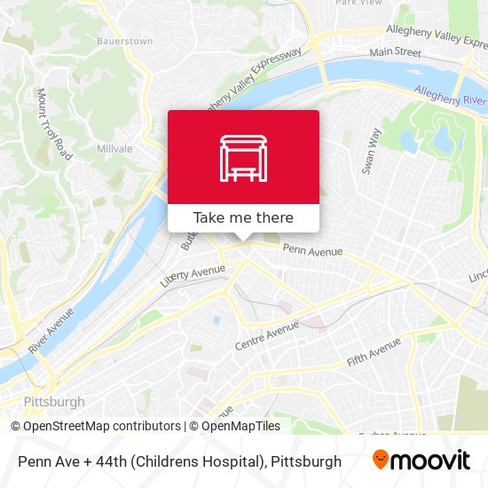 Penn Ave + 44th (Childrens Hospital) map