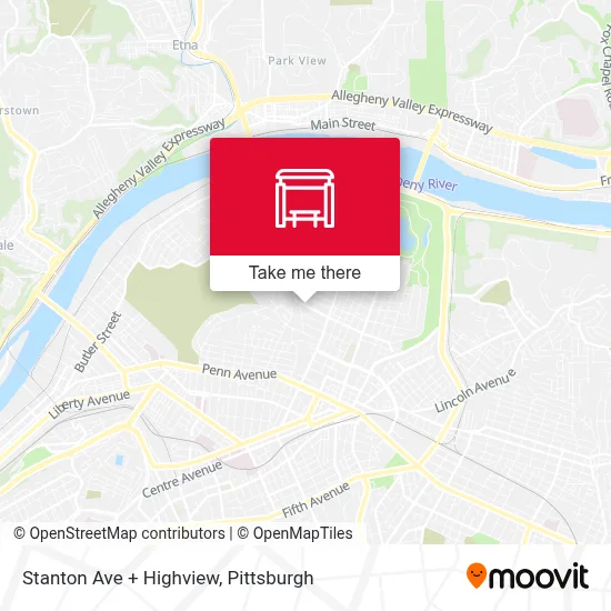 Stanton Ave + Highview map