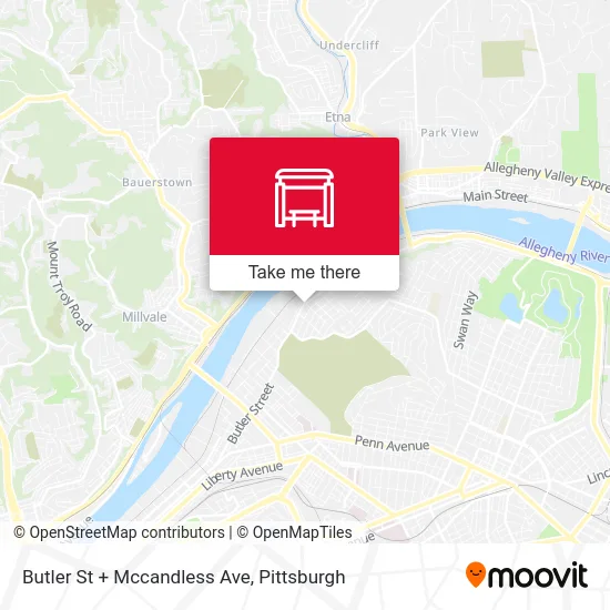 Butler St + Mccandless Ave map