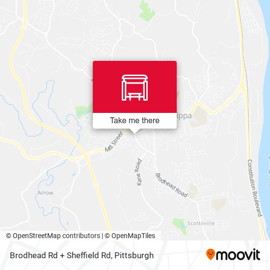 Brodhead Rd + Sheffield Rd map