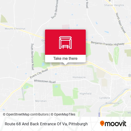 Route 68 And Back Entrance Of Va map