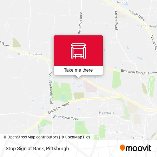 Stop Sign at Bank map