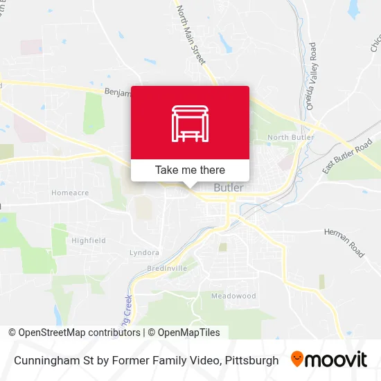 Cunningham St by Former Family Video map