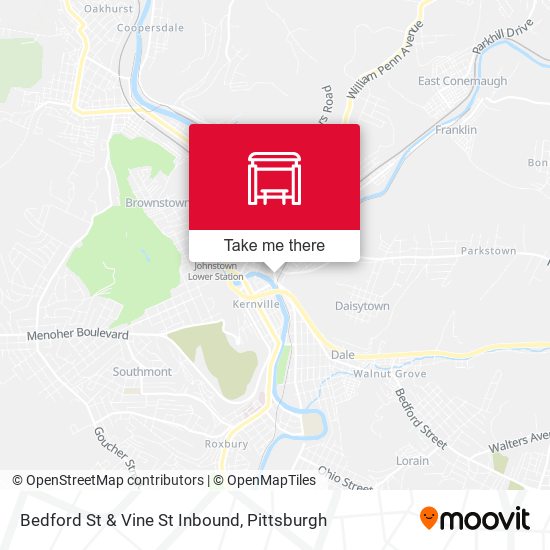Mapa de Bedford St  & Vine St  Inbound