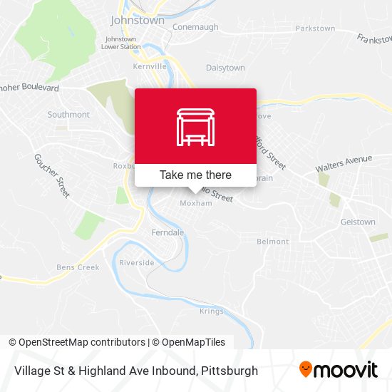 Village St  & Highland Ave  Inbound map