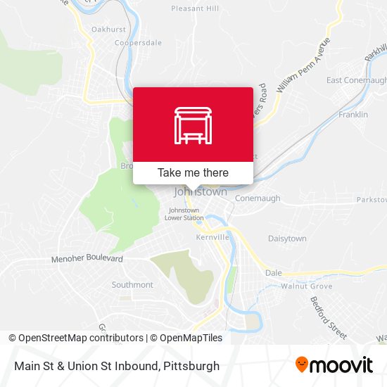 Main St & Union St Inbound map