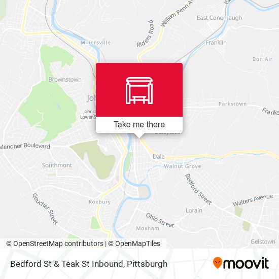 Bedford St & Teak St Inbound map