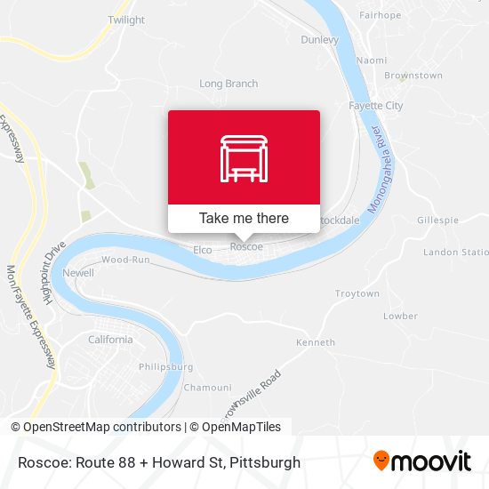 Mapa de Roscoe: Route 88 + Howard St
