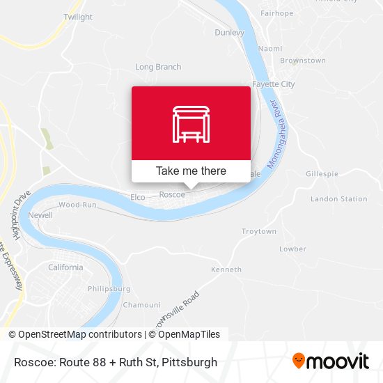 Roscoe: Route 88 + Ruth St map