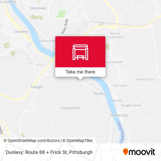 Mapa de Dunlevy: Route 88 + Frick St