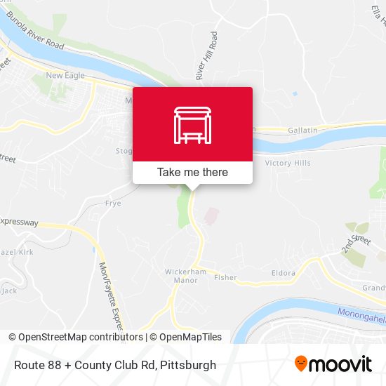 Route 88 + County Club Rd map