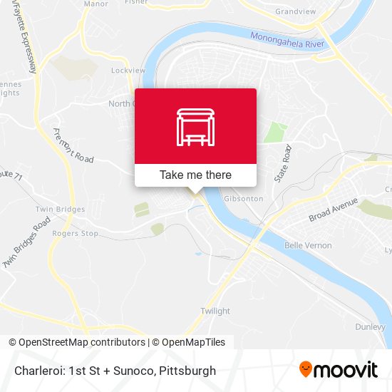 Charleroi: 1st St + Sunoco map