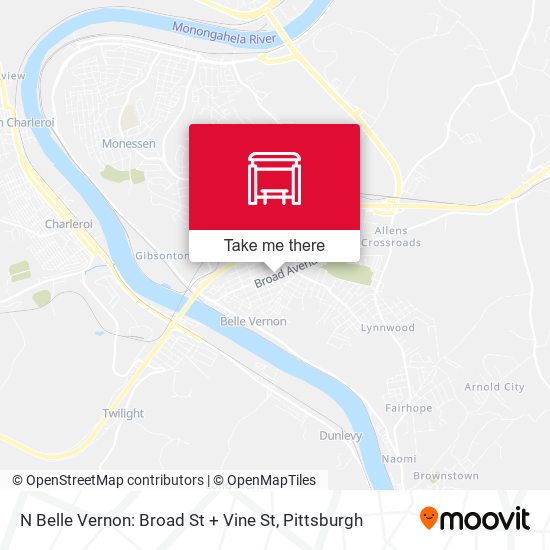 N Belle Vernon: Broad St + Vine St map