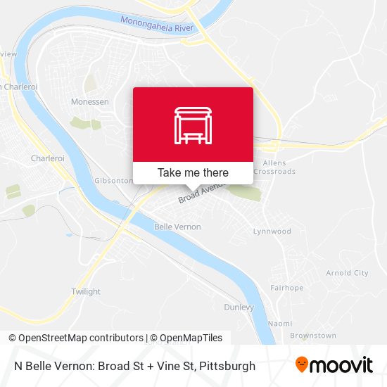 N Belle Vernon: Broad St + Vine St map