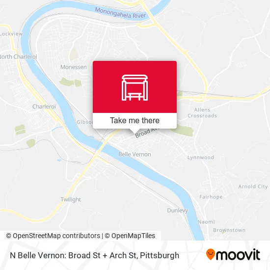 Mapa de N Belle Vernon: Broad St + Arch St