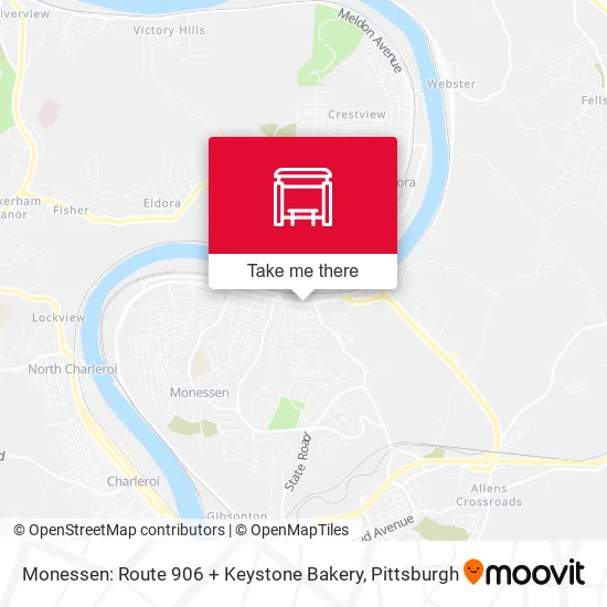 Monessen: Route 906 + Keystone Bakery map