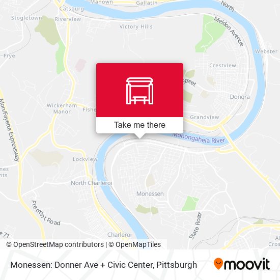 Monessen: Donner Ave + Civic Center map