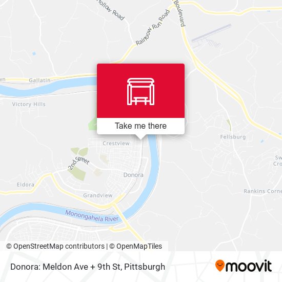 Mapa de Donora: Meldon Ave + 9th St