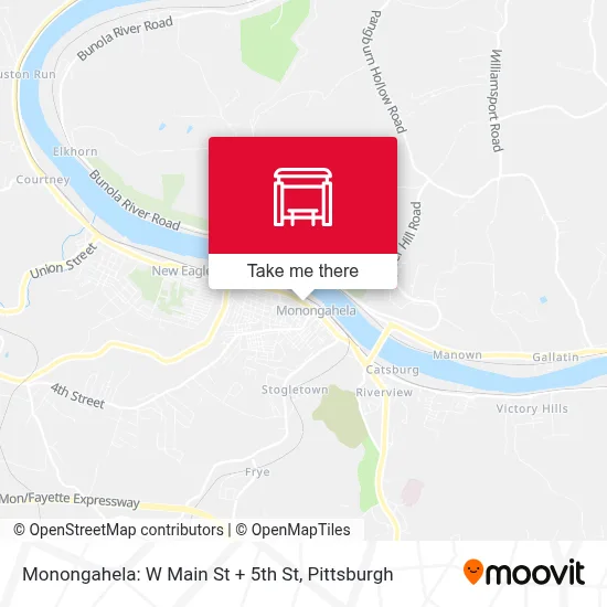 Monongahela: W Main St + 5th St map