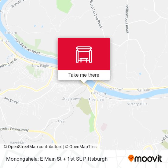 Monongahela: E Main St + 1st St map
