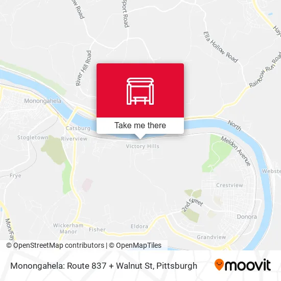 Mapa de Monongahela: Route 837 + Walnut St