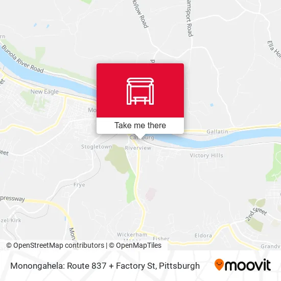 Monongahela: Route 837 + Factory St map