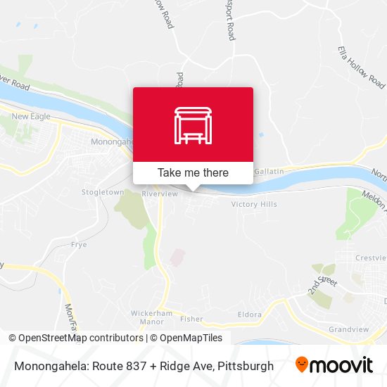 Mapa de Monongahela: Route 837 + Ridge Ave