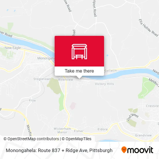 Monongahela: Route 837 + Ridge Ave map