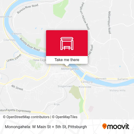 Monongahela: W Main St + 5th St map