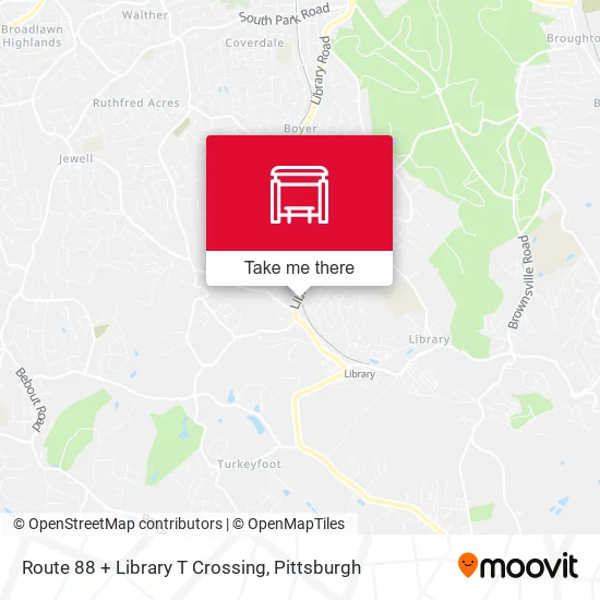 Route 88 + Library T Crossing map